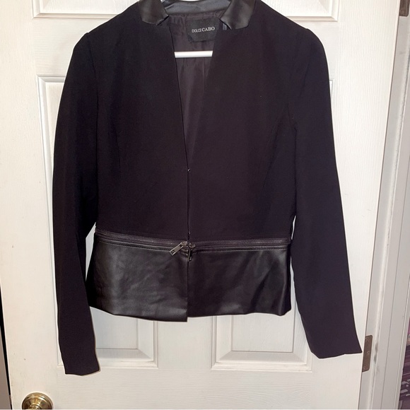 NWOT Dolce Cabo cropped Jacket w/ Faux leather collar & front panels - Picture 10 of 11